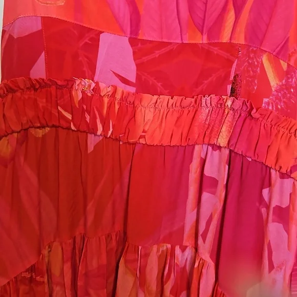 💜 Love Binetti Hera Print Dress Pink/ Fuchsia 100% Silk NWOT Sz XS - Picture 8 of 8